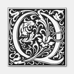 Brief Q Middeleeuws Monogram Art Nouveau Magneet