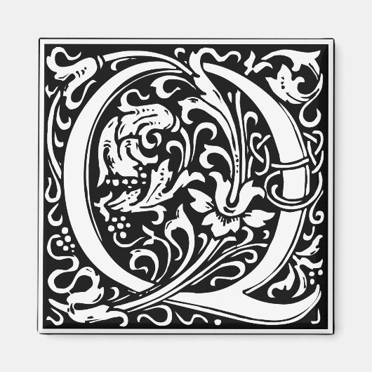 Brief Q Middeleeuws Monogram Art Nouveau Magneet (Voorkant)