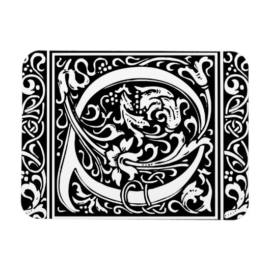 Brief Q Middeleeuws Monogram Art Nouveau Magneet (Horizontaal)