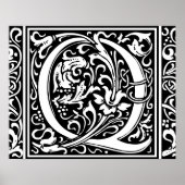 Brief Q Middeleeuws Monogram Art Nouveau Poster (Voorkant)