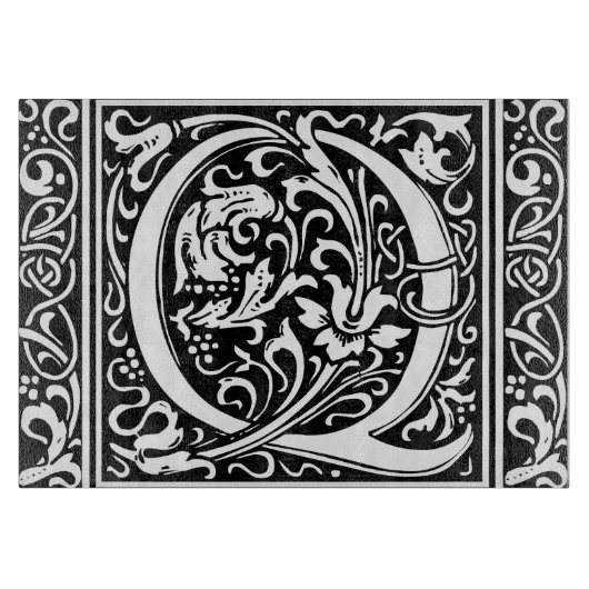 Brief Q Middeleeuws Monogram Art Nouveau Snijplank (Voorkant)