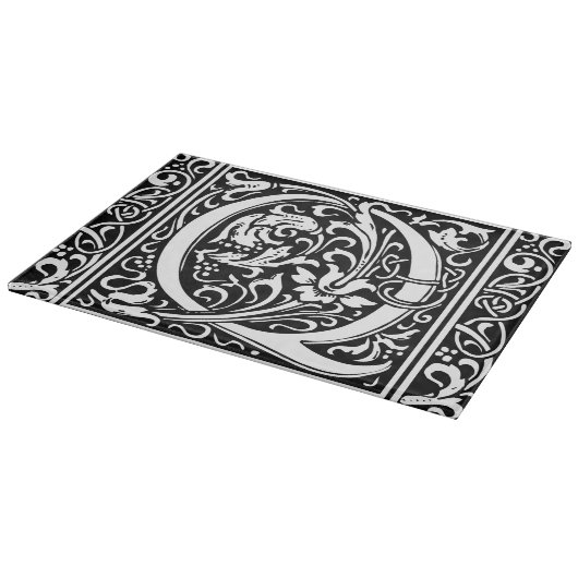 Brief Q Middeleeuws Monogram Art Nouveau Snijplank (Hoek)