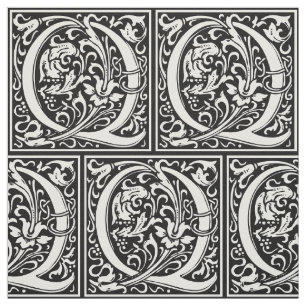Brief Q Middeleeuws Monogram Art Nouveau Stof