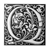 Brief Q Middeleeuws Monogram Art Nouveau Tegeltje (Voorkant)