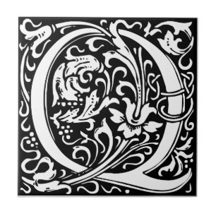 Brief Q Middeleeuws Monogram Art Nouveau Tegeltje
