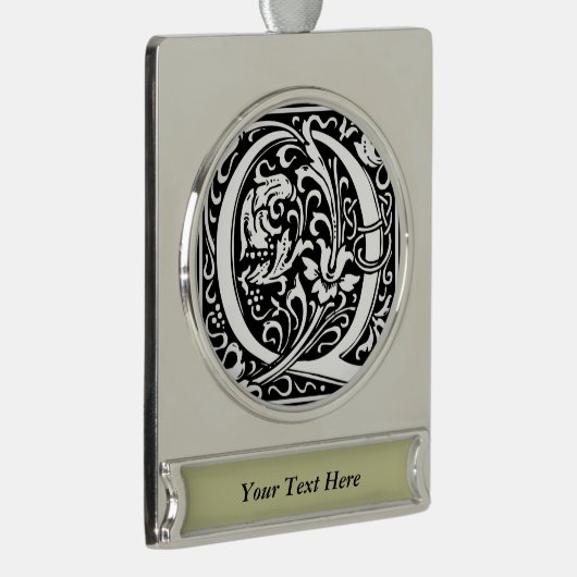 Brief Q Middeleeuws Monogram Art Nouveau Verzilverd Banner Ornament (Rechts)