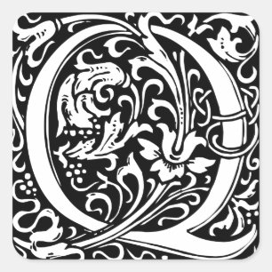 Brief Q Middeleeuws Monogram Art Nouveau Vierkante Sticker