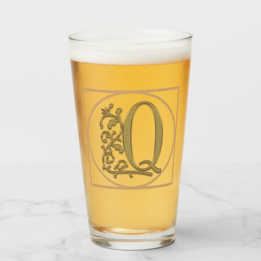 BRIEF Q MONOGRAM Beauful Wedding New Home Gift Glas (Voorkant gevuld)
