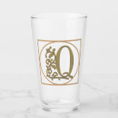 BRIEF Q MONOGRAM Beauful Wedding New Home Gift Glas (Voorkant)
