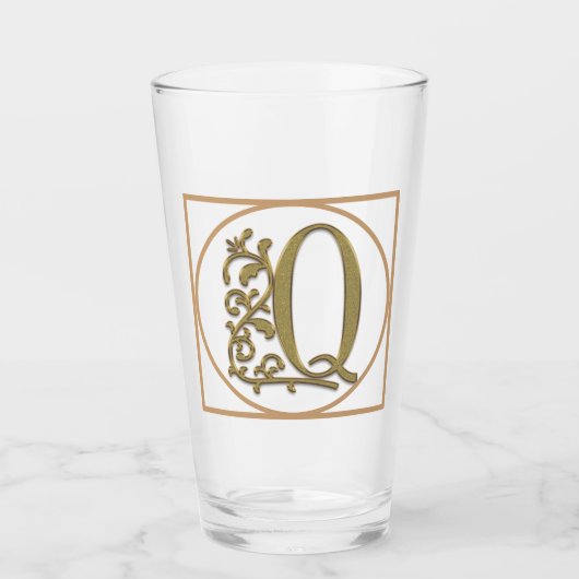 BRIEF Q MONOGRAM Beauful Wedding New Home Gift Glas (Voorkant)