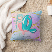 Brief Q Monogram Waterverf Cute Mermaid Nursery Kussen (Deken)