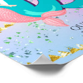 Brief Q Monogram Waterverf Cute Mermaid Nursery Poster (Hoek)