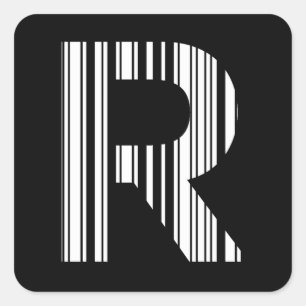 BRIEF R BAR CODE Eerste Initiaal Barcode Patroon Vierkante Sticker