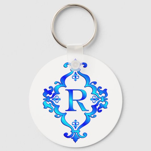 Brief R Blauw Sleutelhanger (Voorkant)