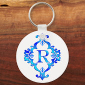 Brief R Blauw Sleutelhanger (Voorkant)