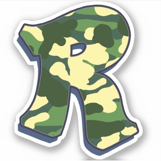 Brief R - Camo Green Sticker (Voorkant)
