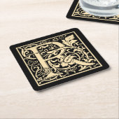 Brief R  eerste brief in Sepia over Black Kartonnen Onderzetters (Schuin)