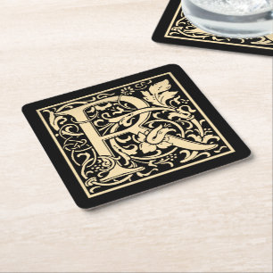 Brief R  eerste brief in Sepia over Black Kartonnen Onderzetters