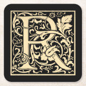 Brief R  eerste brief in Sepia over Black Kartonnen Onderzetters (Voorkant)