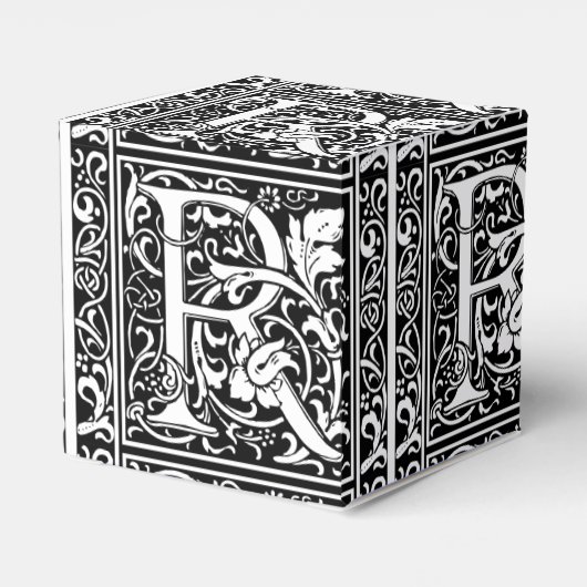 Brief R Middeleeuws Monogram Art Nouveau Bedankdoosjes (Achterkant)