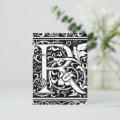 Brief R Middeleeuws Monogram Art Nouveau Briefkaart (Staand voorkant)