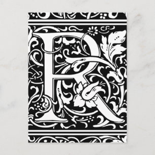 Brief R Middeleeuws Monogram Art Nouveau Briefkaart