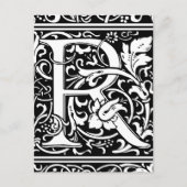 Brief R Middeleeuws Monogram Art Nouveau Briefkaart (Voorkant)