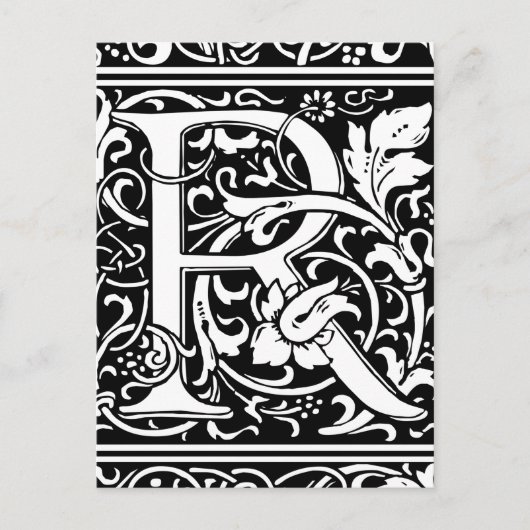 Brief R Middeleeuws Monogram Art Nouveau Briefkaart (Voorkant)