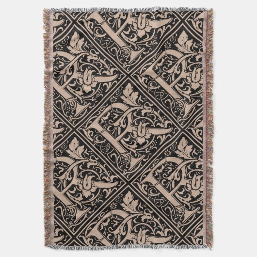 Brief R Middeleeuws Monogram Art Nouveau Deken (Voorkant Verticaal)