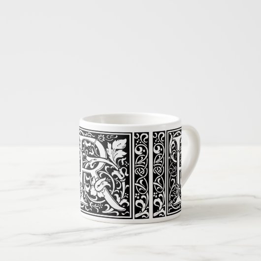 Brief R Middeleeuws Monogram Art Nouveau Espresso Kop (Voorkant rechts)