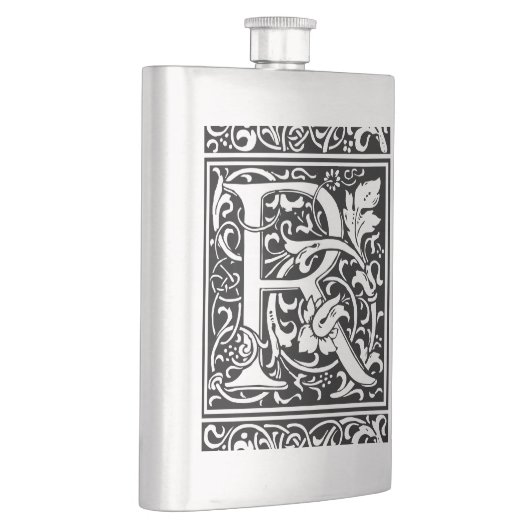 Brief R Middeleeuws Monogram Art Nouveau Flacon (Rechts)