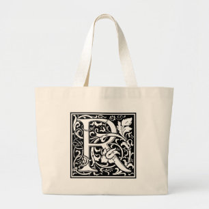 Brief R Middeleeuws Monogram Art Nouveau Grote Tote Bag