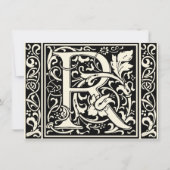 Brief R Middeleeuws Monogram Art Nouveau Kaart (Voorkant)
