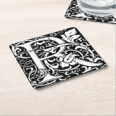 Brief R Middeleeuws Monogram Art Nouveau Kartonnen Onderzetters (Schuin)