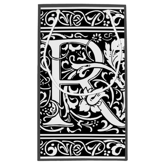 Brief R Middeleeuws Monogram Art Nouveau Klein Cadeauzakje (Achterkant)