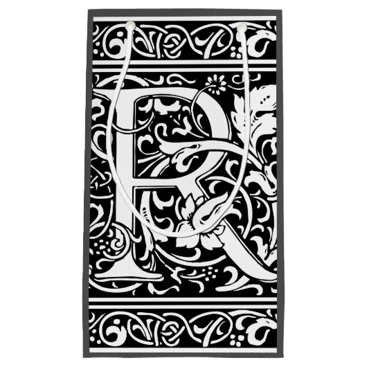 Brief R Middeleeuws Monogram Art Nouveau Klein Cadeauzakje (Voorkant)