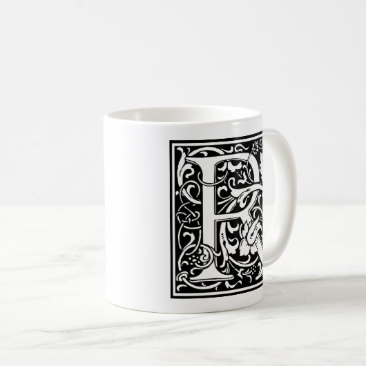 Brief R Middeleeuws Monogram Art Nouveau Koffiemok (Voorkant rechts)