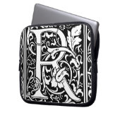 Brief R Middeleeuws Monogram Art Nouveau Laptop Sleeve (Voorkant Links)