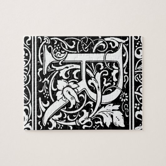 Brief R Middeleeuws Monogram Art Nouveau Legpuzzel (Horizontaal)