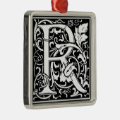 Brief R Middeleeuws Monogram Art Nouveau Metalen Ornament (Rechts)