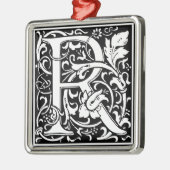 Brief R Middeleeuws Monogram Art Nouveau Metalen Ornament (Links)