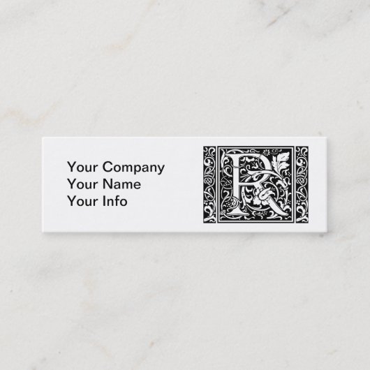 Brief R Middeleeuws Monogram Art Nouveau Mini Visitekaartje (Voorkant)