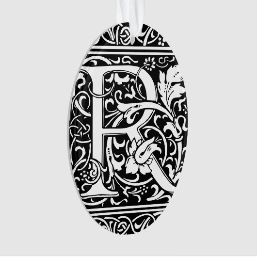 Brief R Middeleeuws Monogram Art Nouveau Ornament (voorkant)