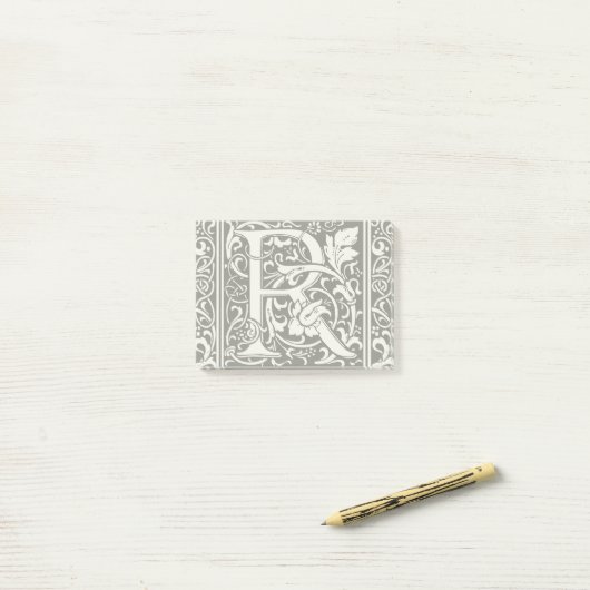 Brief R Middeleeuws Monogram Art Nouveau Post-it® Notes (Op bureau)