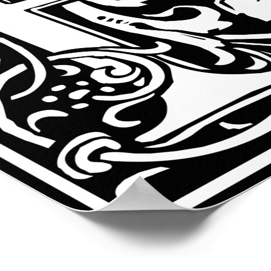 Brief R Middeleeuws Monogram Art Nouveau Poster (Hoek)