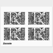 Brief R Middeleeuws Monogram Art Nouveau Rechthoekige Sticker (Vel)