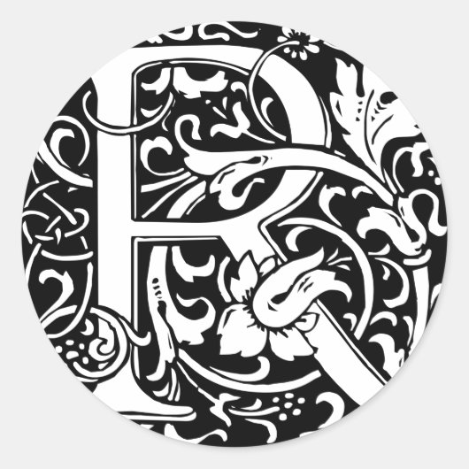 Brief R Middeleeuws Monogram Art Nouveau Ronde Sticker (Voorkant)