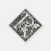 Brief R Middeleeuws Monogram Art Nouveau Servet (Hoek)