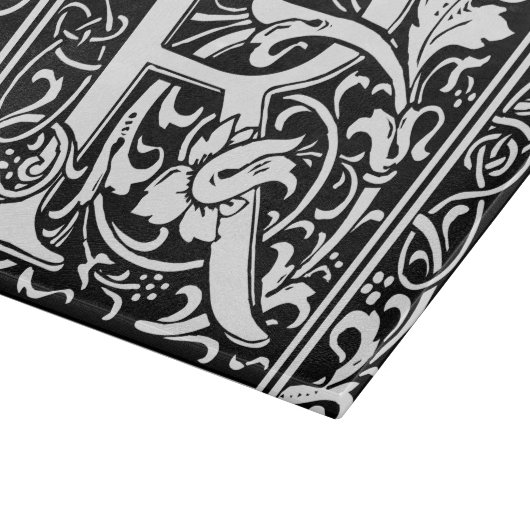 Brief R Middeleeuws Monogram Art Nouveau Snijplank (Hoek)