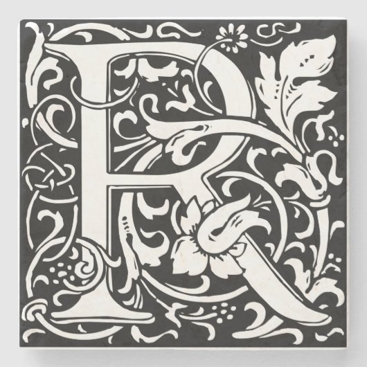 Brief R Middeleeuws Monogram Art Nouveau Stenen Onderzetter (Voorkant)